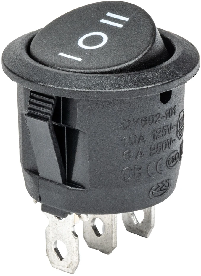 Juodas apvalus jungiklis 12/230v bu03 amio-02463