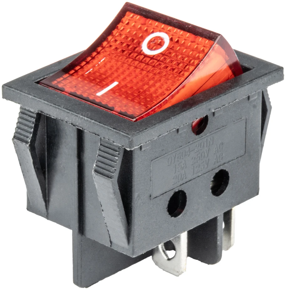 Amio Stačiakampis jungiklis 12V/230V, raudonas