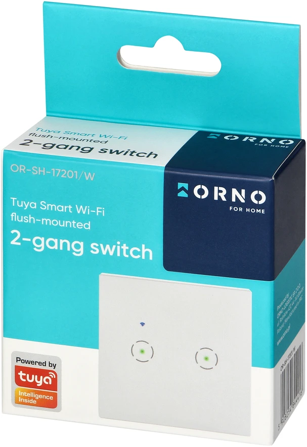 Orno Włącznik „Tuya Smart Home“ dvigubas įleidžiamas „Wi-Fi“ jungiklis, baltas