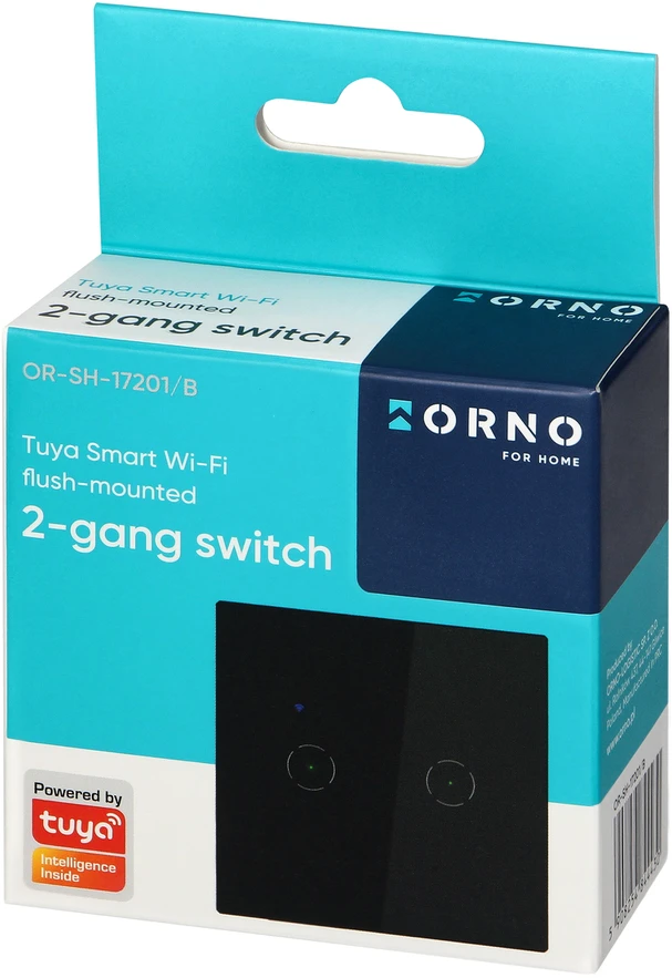 Orno Włącznik „Tuya Smart Home“ dvigubas įleidžiamas „Wi-Fi“ jungiklis, juodas