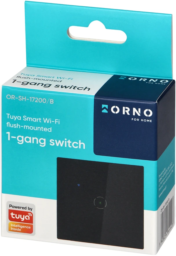 Orno Włącznik „Tuya Smart Home“ vieno įleidžiamo Wi-Fi jungiklio, juodos spalvos