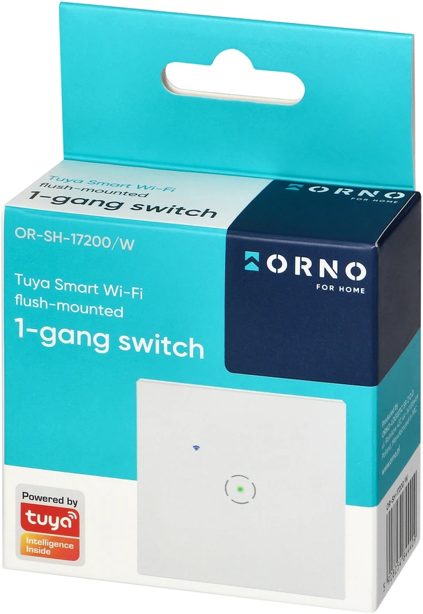 Orno Włącznik „Tuya Smart Home“ vieno įleidžiamo Wi-Fi jungiklio, baltos spalvos