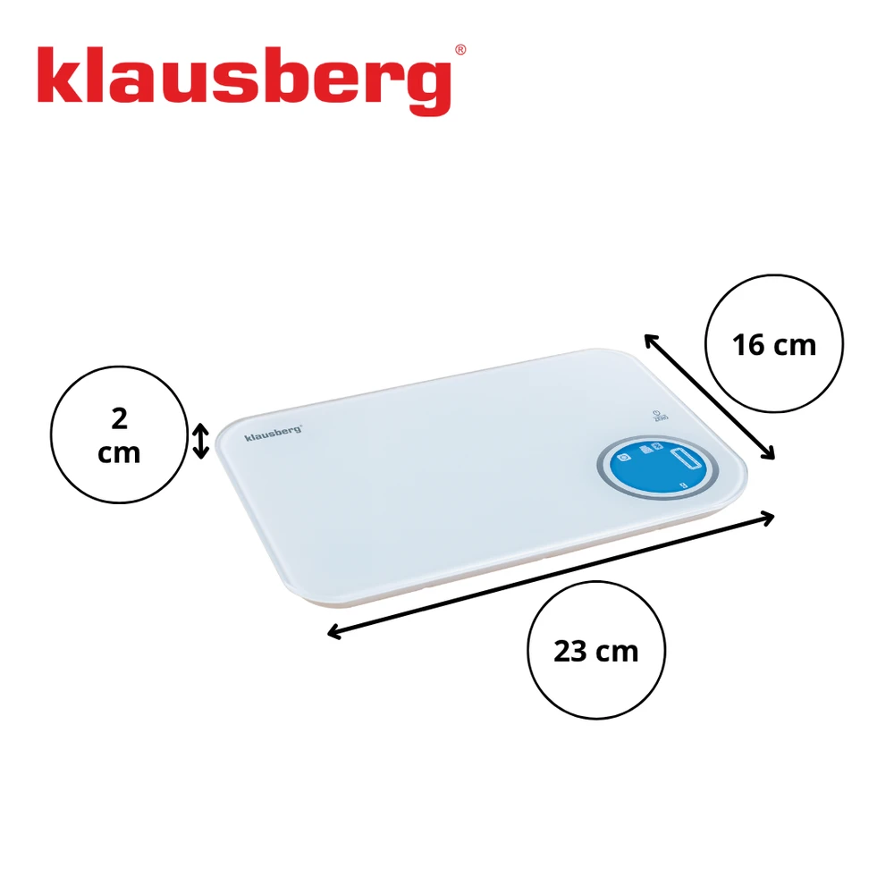 Virtuvinės svarstyklės Svarstyklės „Bluetooth“ virtuvės svarstyklės, dietinės, 5kg kalorijų analizės, grūdinto stiklo, „Klausberg“