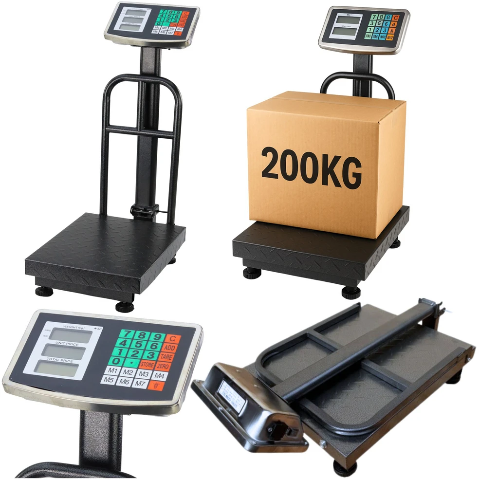 Lean Elektroninės platforminės svarstyklės su LCD ekranu, 200 kg, 20 g tikslumas