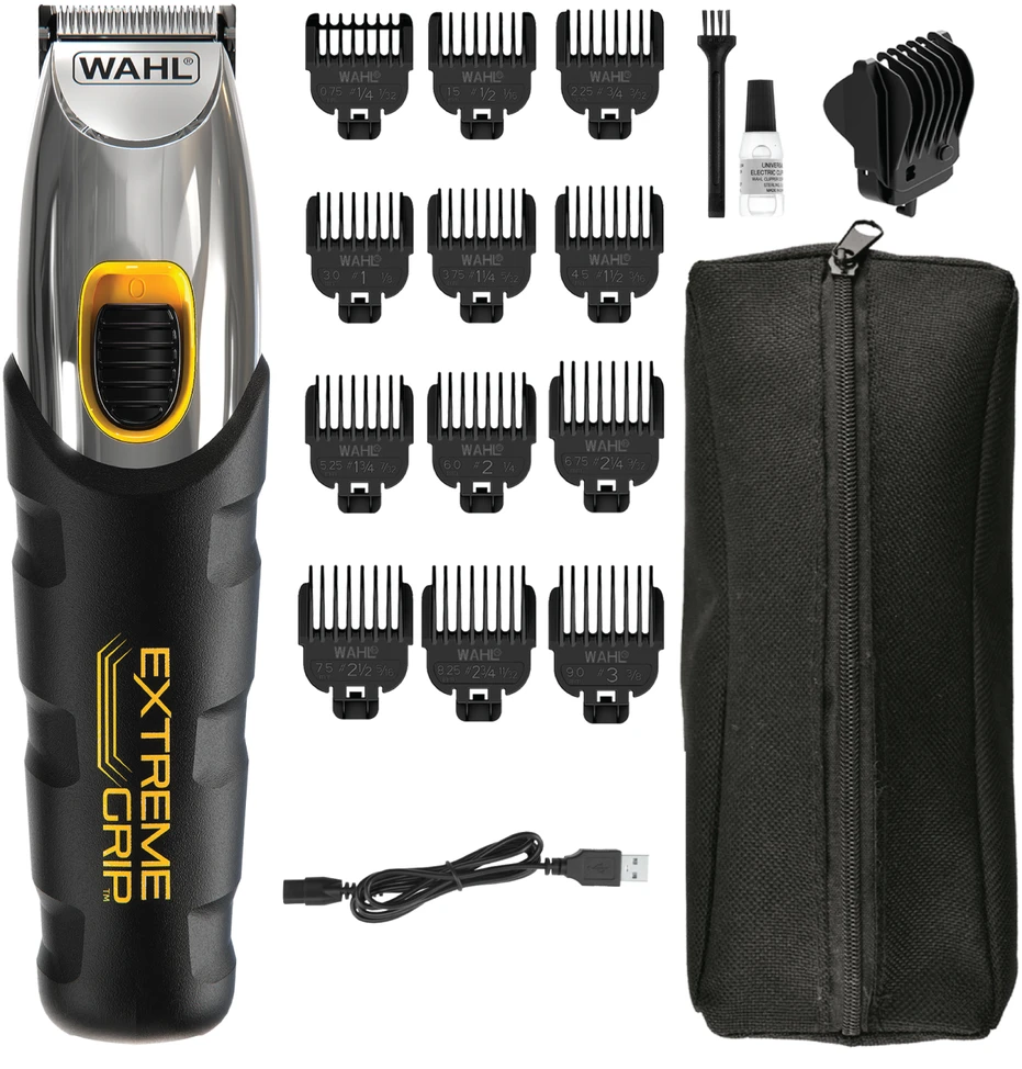 Barzdaskutė Barzdos kirpimo mašinėlė - WAHL Extreme Grip, 12 Ilgio Nustatymai, Juoda