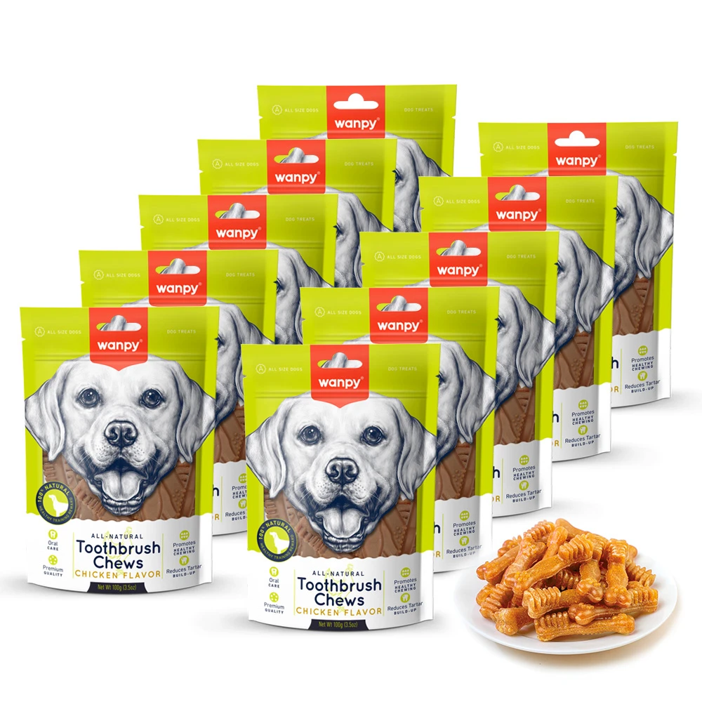 wanpy - dantų šepetėlių kramtukai - vištienos skonio - 100 g