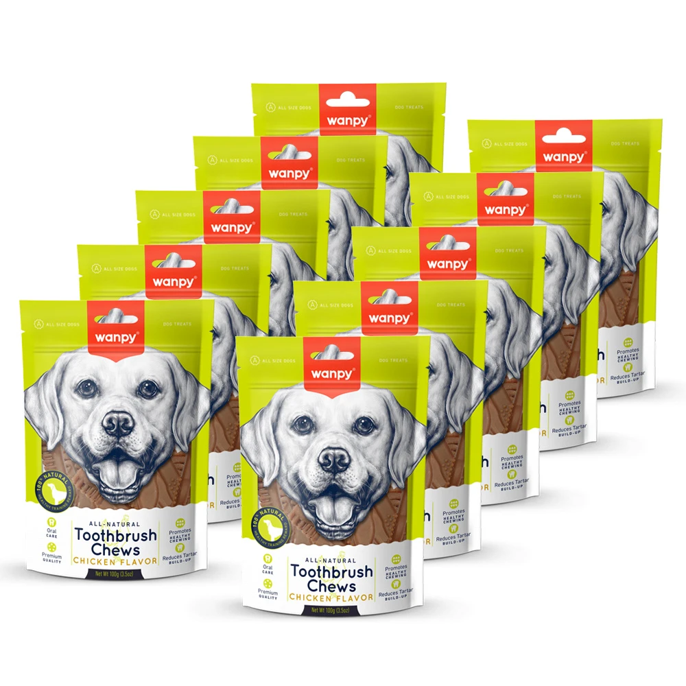 wanpy - dantų šepetėlių kramtukai - vištienos skonio - 100 g