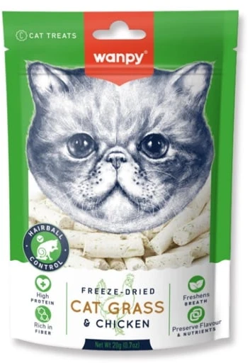 wanpy - Wanpy liofilizuotas kačių ėdalas su žole ir vištiena, 20 g - 20 g