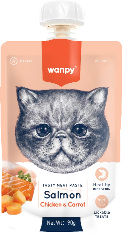 wanpy - Wanpy skanus kačių mėsos paštetas - lašiša su vištiena ir morkomis 90g - 90g