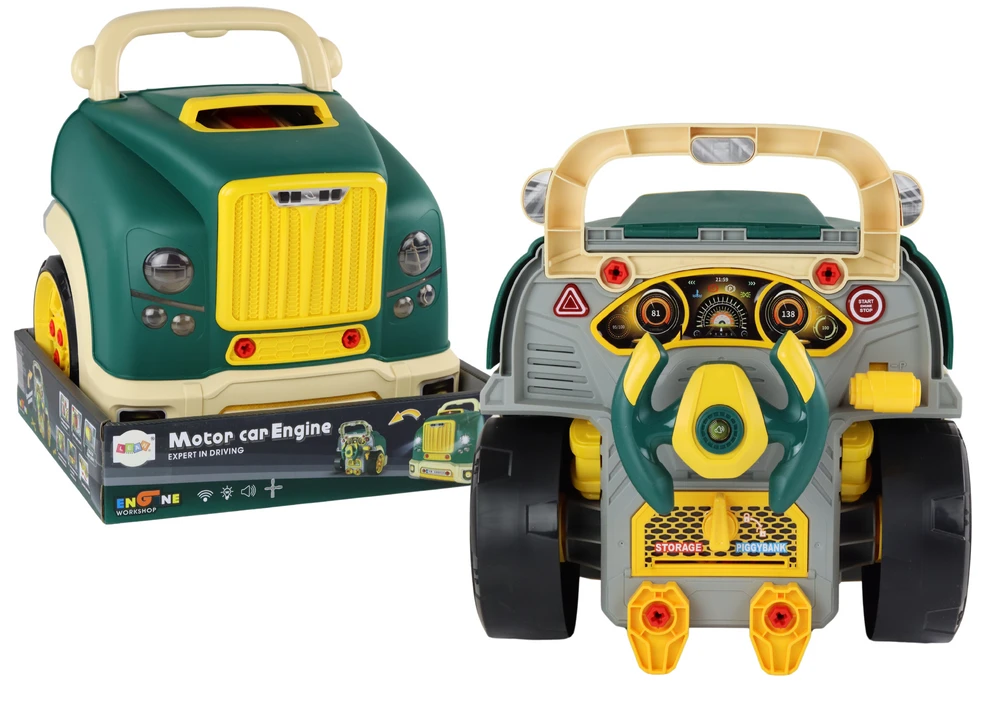 Žaislinis sunkvežimis dirbtuvės Lean Toys, su įrankiais