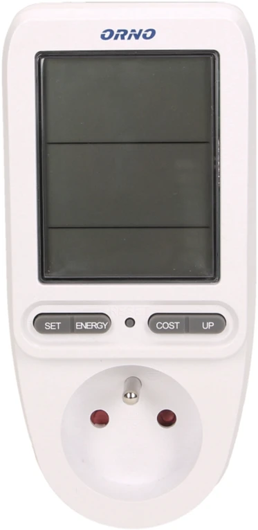 ORNO vatmetras su energijos skaičiuokle 230 V lizdui su LCD ekranu