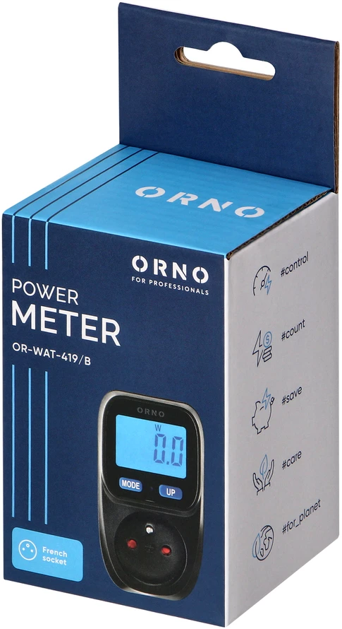 Orno Watomierz, Vatmetras, energijos skaičiuotuvas su apšviečiamu LCD ekranu, juodas