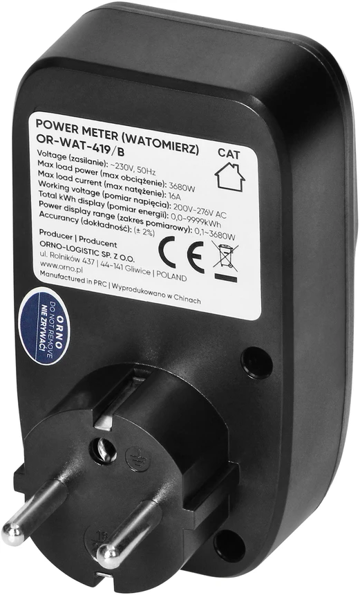 Orno Watomierz, Vatmetras, energijos skaičiuotuvas su apšviečiamu LCD ekranu, juodas