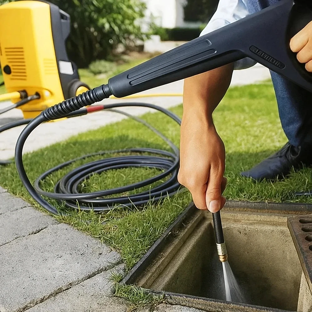 Wąż Žarna valymui, atkimšimui, kanalizacijos vamzdžiams, 20 m, adapteriai skalbimo mašinoms