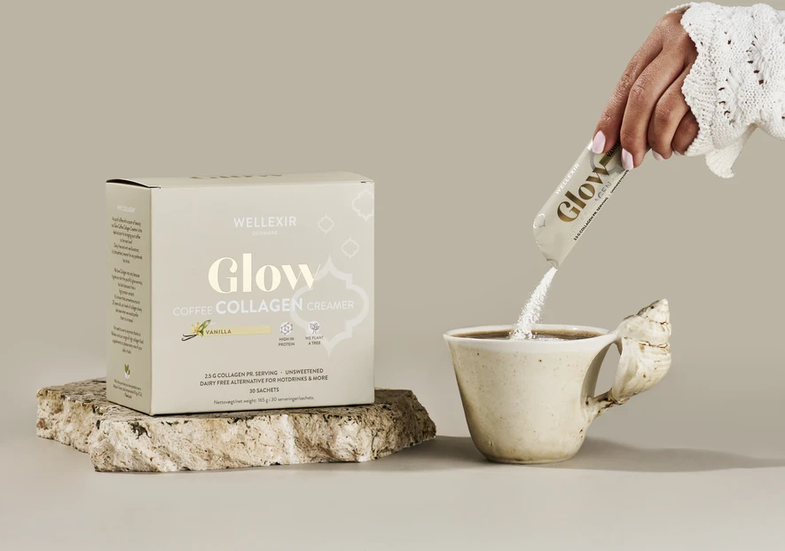 „Wellexir“ – vanilės skonio kavos plakiklis „Glow“, 30 pakelių dėžutė