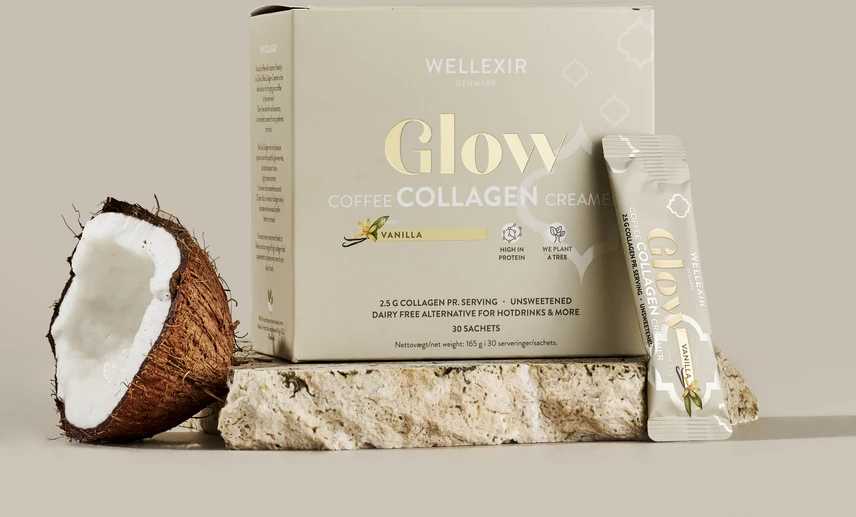 „Wellexir“ – vanilės skonio kavos plakiklis „Glow“, 30 pakelių dėžutė
