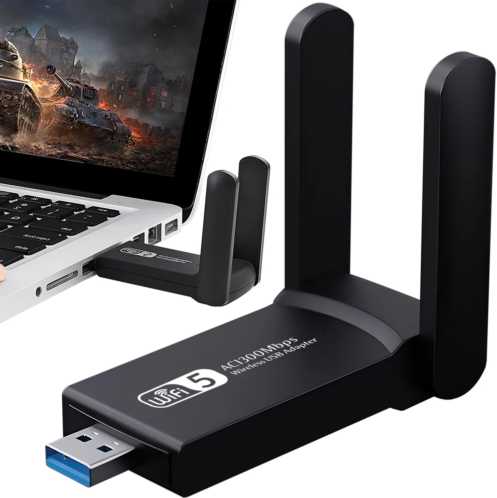 Retoo „Wi-Fi“ tinklo plokštės adapteris, „Wi-Fi USB 3.0“, išorinės antenos, 1300 Mbps, 5 GHz, E628