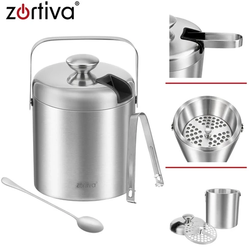 Ice Bucket - Tongs + Spoon Zortiva