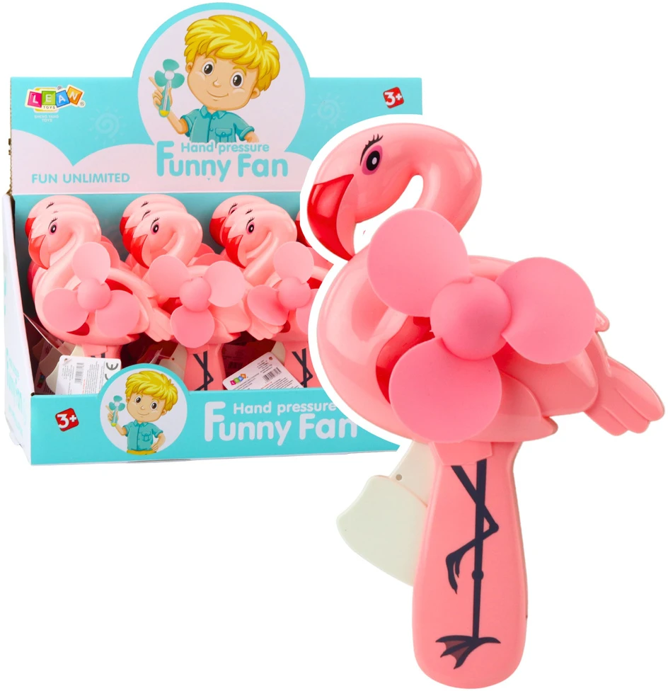 Lean Toys Rankinis ventiliatorius vaikams Flamingo, rožinis, 18.5x12.5 cm