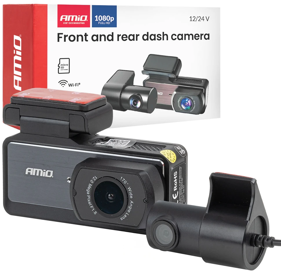 Automobilinis vaizdo registratorius 1K WLAN Wi-Fi Full HD 256 GB AMIO-04799