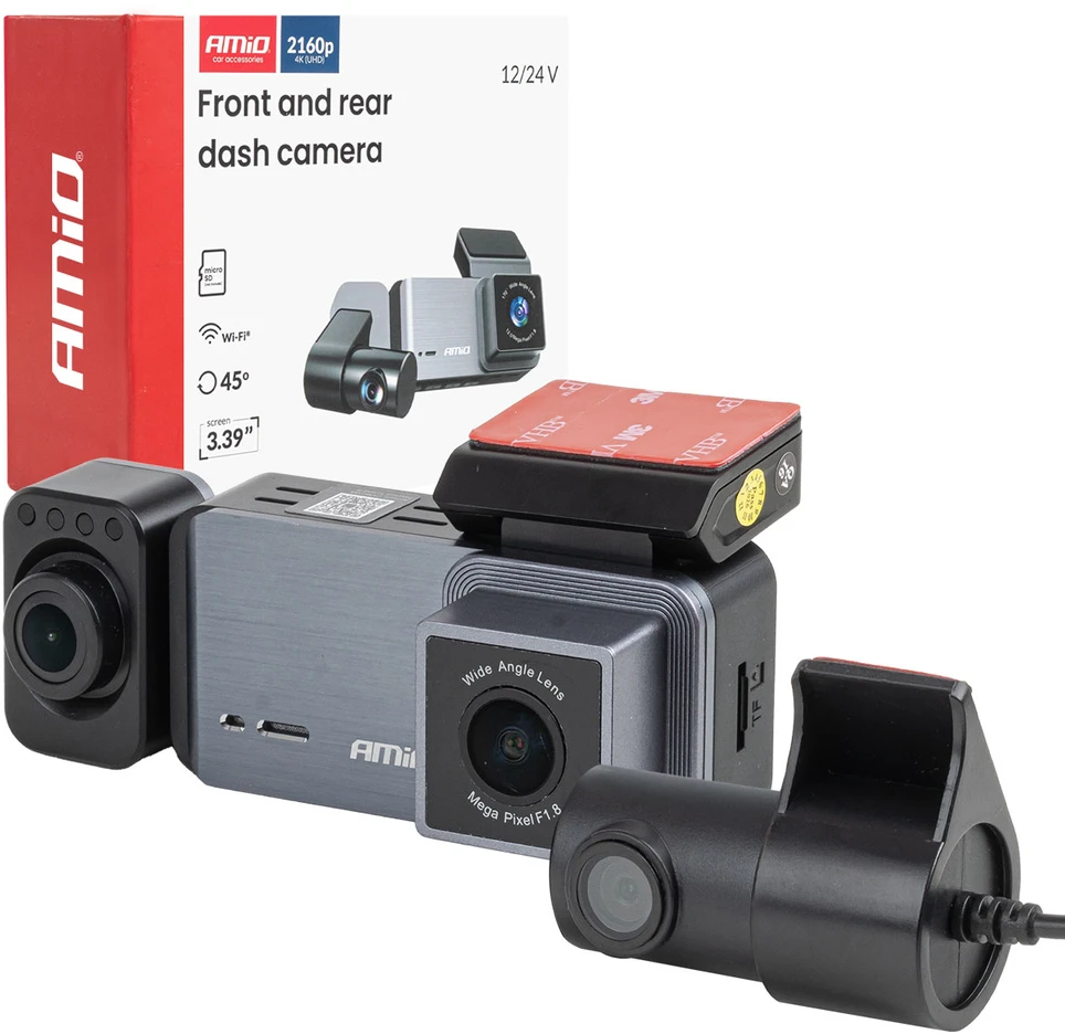 Automobilinis vaizdo registratorius 4K + 1K + 2K WLAN Wi-Fi UHD 512 GB AMIO-04802.