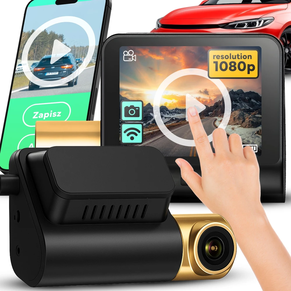 Wideorejestrator Automobilinis vaizdo įrašymo įrenginys su ekranu, vaizdo registratoriumi, GPS, Wi-Fi