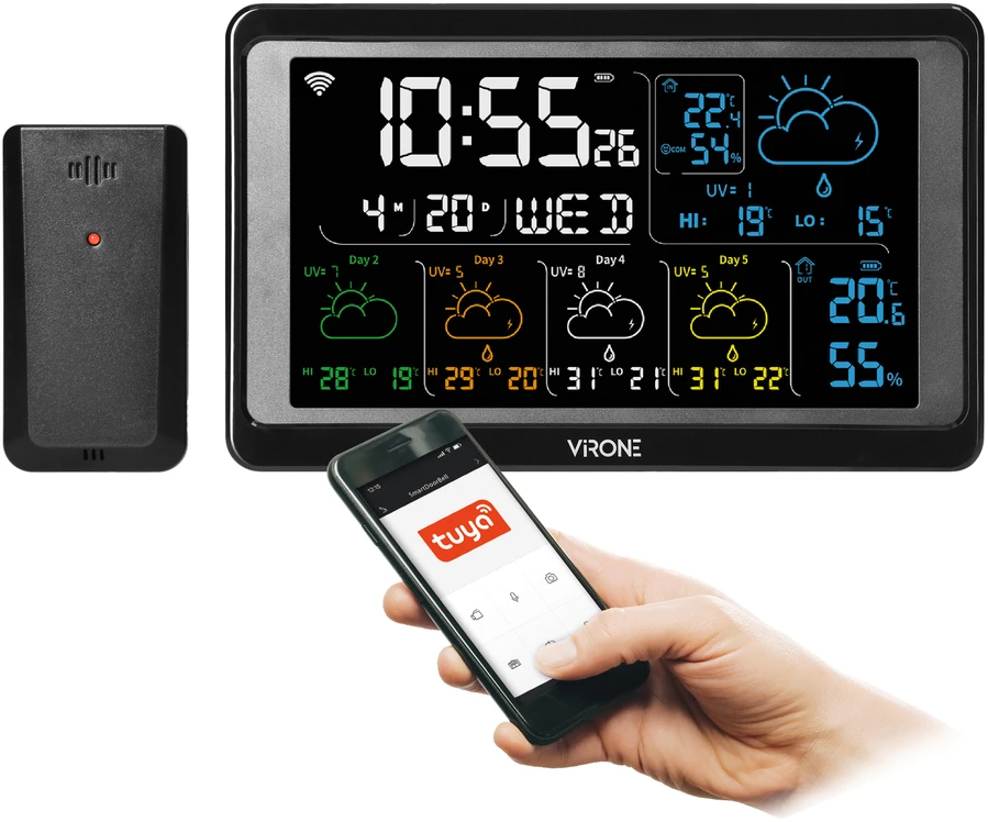 Orno Wielofunkcyjna Daugiafunkcinė meteorologinė stotelė, belaidė, su Wi-Fi, juoda