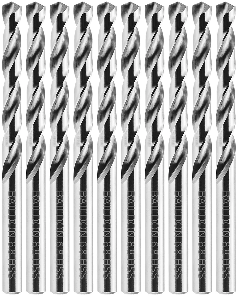 Grąžtas Wiertła „Baildon BASIC DIN 338 RN NWKa“ 6,8 mm metalo grąžtai, HSS (S), 109–69 mm, 10 kartotinis