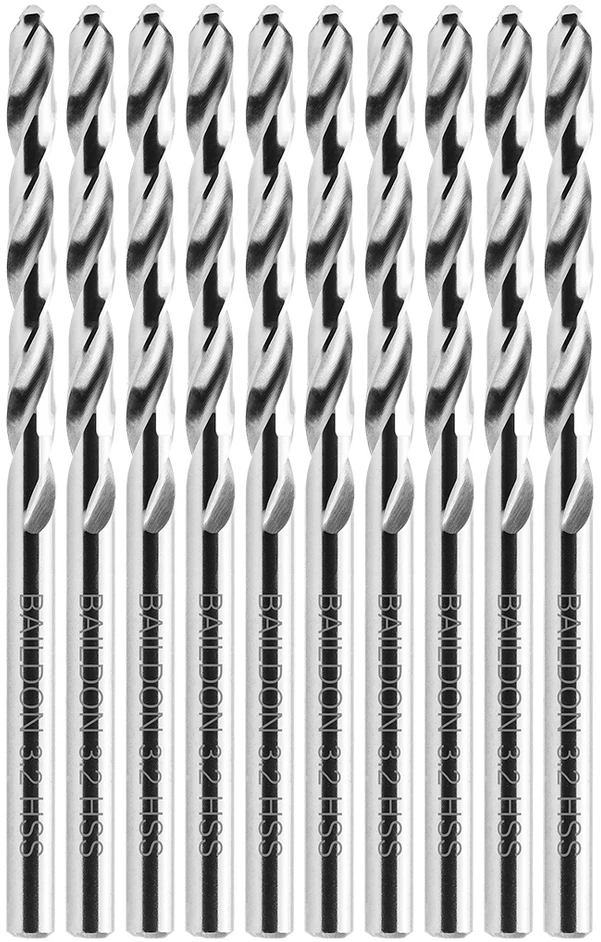 Grąžtas Wiertła „Baildon BASIC DIN 338 RN NWKa“ 3,2 mm metalo grąžtai, HSS (S), 65–36 mm, 10 kartotinis