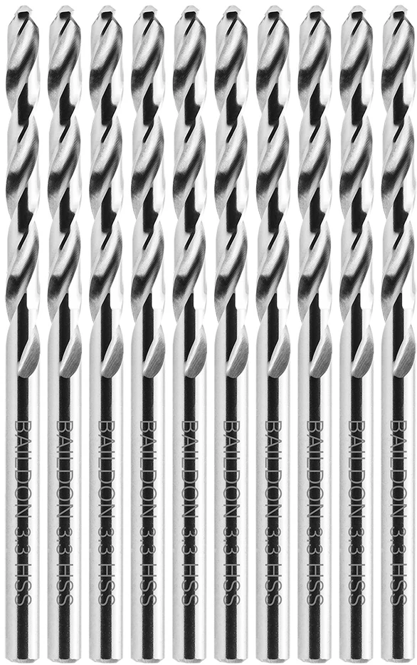 Grąžtas Wiertła „Baildon BASIC DIN 338 RN NWKa“ 3,3 mm metalo grąžtai, HSS (S), 65–36 mm, 10 kartotinis