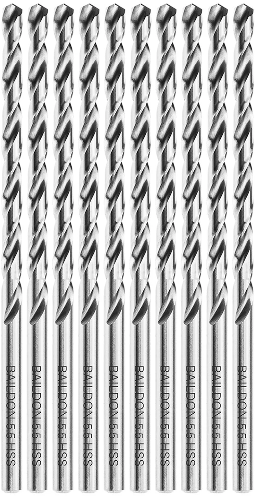 Grąžtas Wiertła „Baildon BASIC DIN 340 RN NWKb“ 5,5 mm metalo grąžtai, HSS (S), 139–91 mm, 10 kartotinis