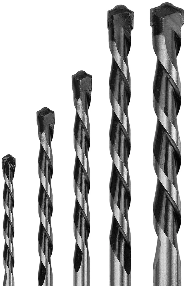 Wiertła Betono grąžtai 4-10 mm, 5 vnt. rinkinys, su drugelio formos antgaliu