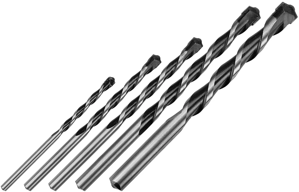 Wiertła Betono grąžtai 4-10 mm, 5 vnt. rinkinys, su drugelio formos antgaliu