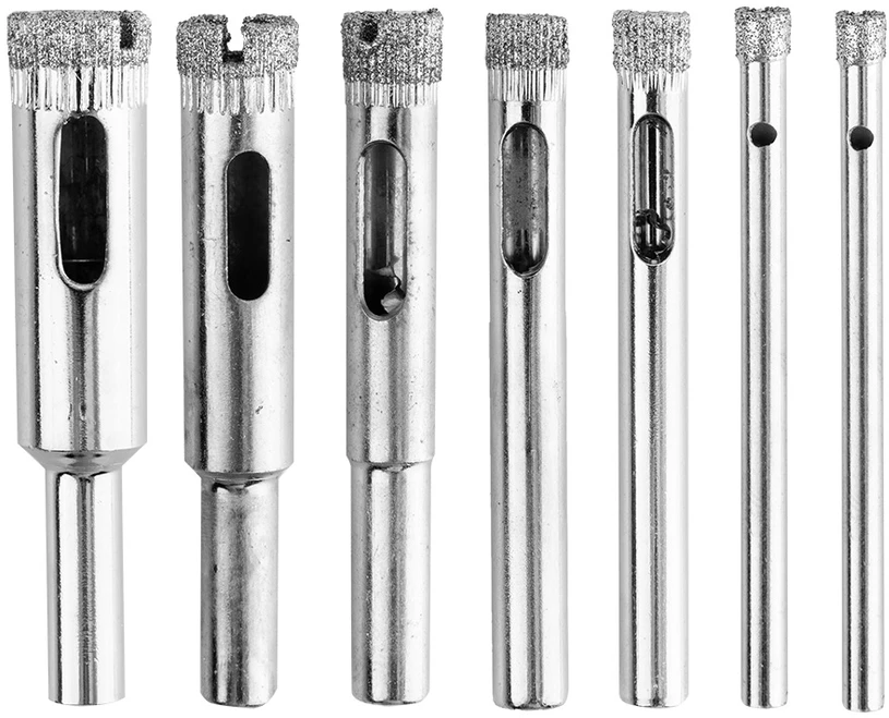 Grąžtas Wiertła Deimantiniai grąžtai 4-12 mm su kreiptuvu, 8 vnt. rinkinys