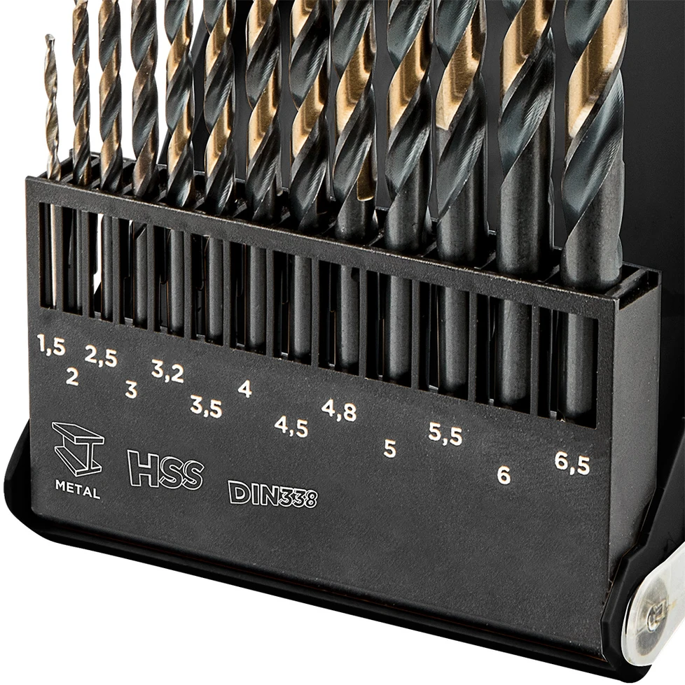 Grąžtas Wiertła HSS-CNC metalo grąžtai, 124°, „Pro-Tec“, 1,5–6,5 mm, 13 vnt. rinkinys