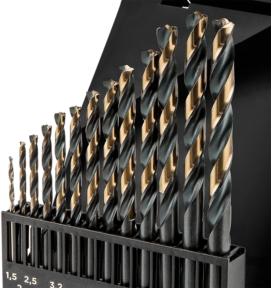 Grąžtas Wiertła HSS-CNC metalo grąžtai, 124°, „Pro-Tec“, 1,5–6,5 mm, 13 vnt. rinkinys