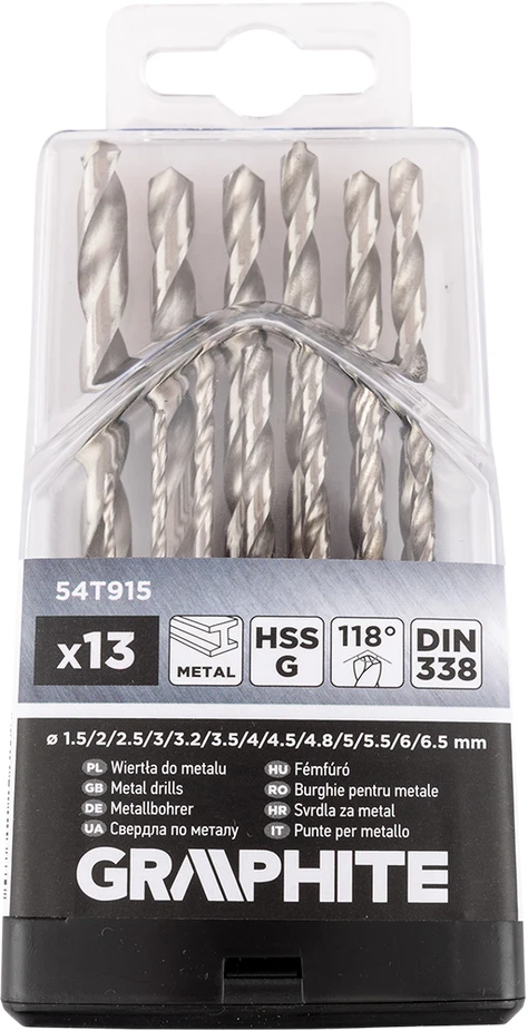Wiertła HSS-G metalo grąžtai, 1,5–6,5 mm, 13 vnt. rinkinys
