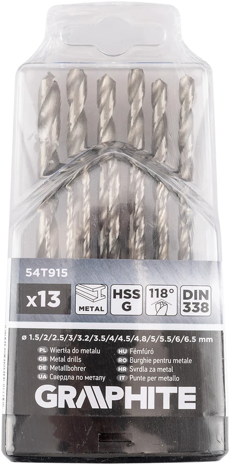 Wiertła HSS-G metalo grąžtai, 1,5–6,5 mm, 13 vnt. rinkinys
