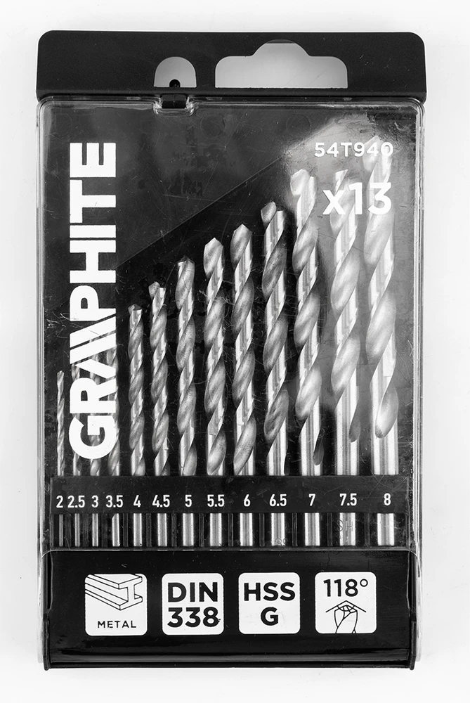 Grąžtas Wiertła HSS-G metalo grąžtai, 2–8 mm, 13 vnt. rinkinys