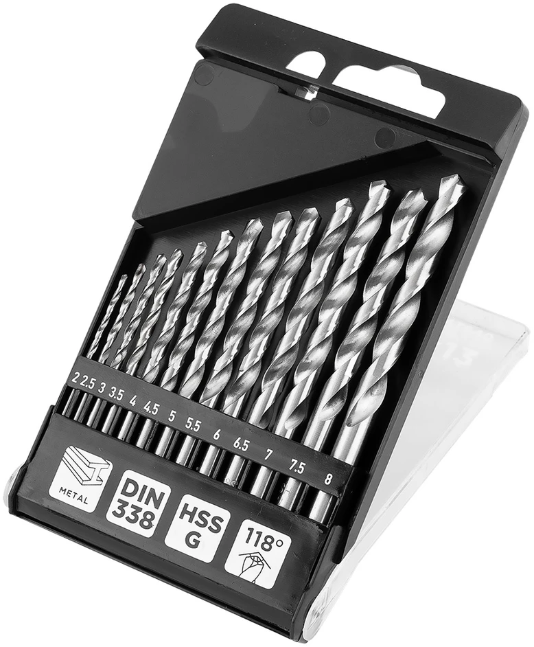 Grąžtas Wiertła HSS-G metalo grąžtai, 2–8 mm, 13 vnt. rinkinys