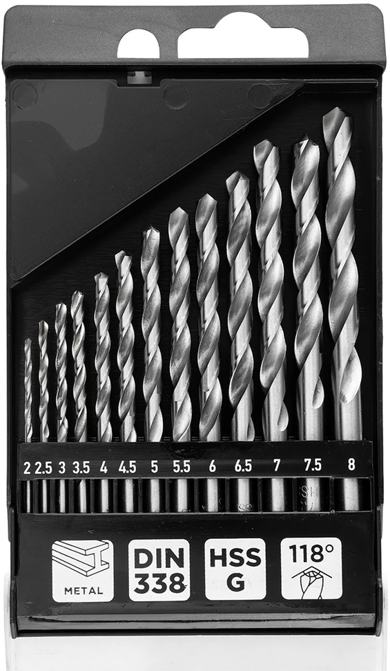 Grąžtas Wiertła HSS-G metalo grąžtai, 2–8 mm, 13 vnt. rinkinys