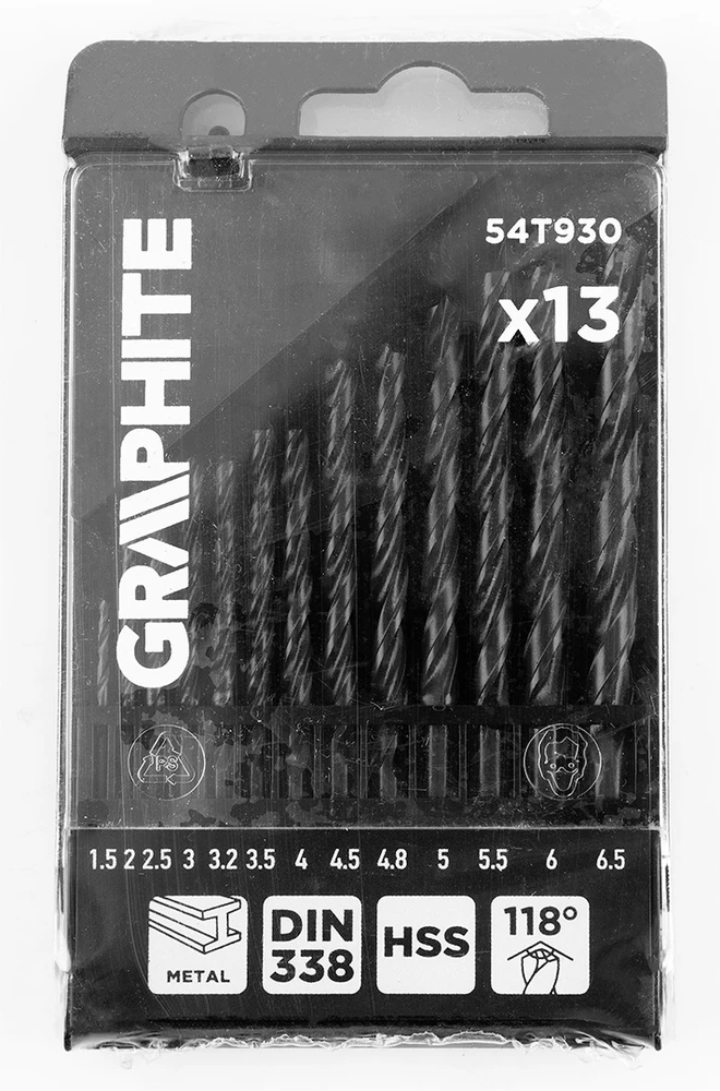 Grąžtas Wiertła HSS metalo grąžtai, 1,5–6,5 mm, 13 vnt. rinkinys