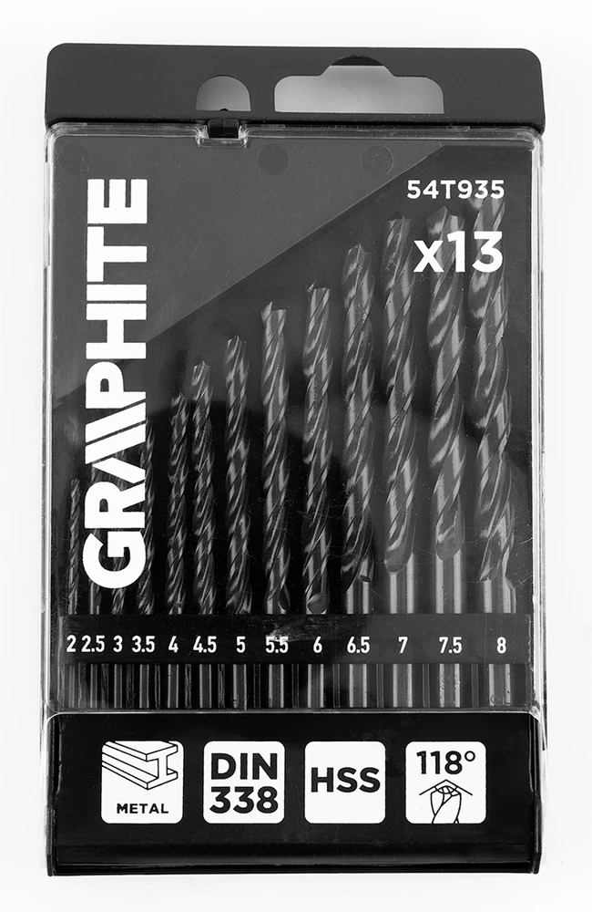 Wiertła HSS metalo grąžtai, 2–8 mm, 13 vnt. rinkinys