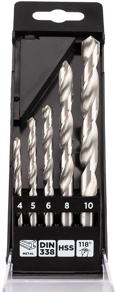 Grąžtas Wiertła HSS metalo grąžtai, 4–10 mm, 5 vnt. rinkinys