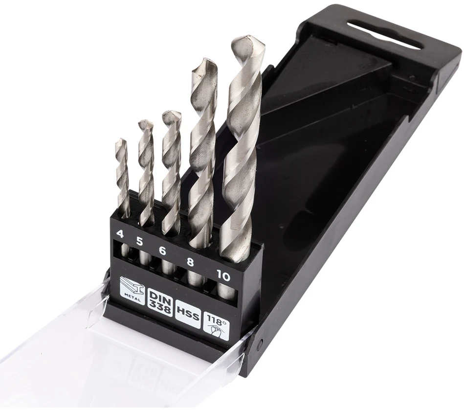 Grąžtas Wiertła HSS metalo grąžtai, 4–10 mm, 5 vnt. rinkinys
