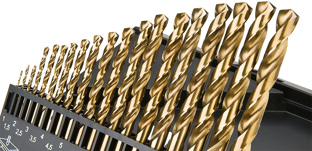 Grąžtas Neo Tools Wiertła HSS-TiN metalo grąžtai 1,0–10,0 mm, 19 vnt. rinkinys