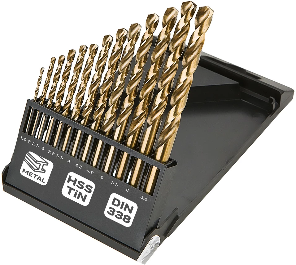 Grąžtas Wiertła HSS-TiN metalo grąžtai 1,5–6,5 mm, 13 vnt. rinkinys