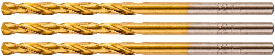 Wiertła HSS-TiN metalo grąžtai 2,4 mm, 3 vnt.