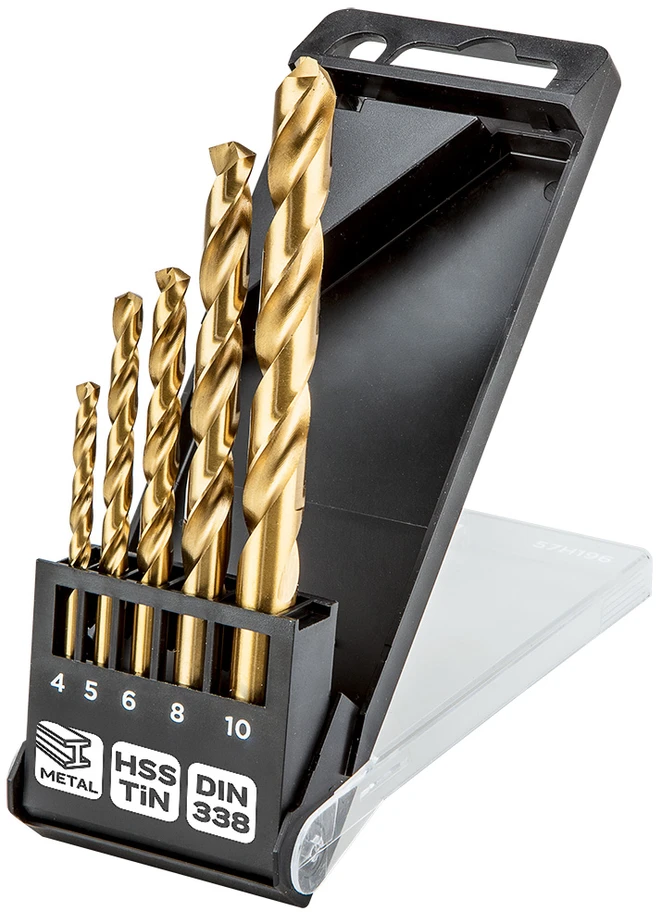 Grąžtas Wiertła HSS-TiN metalo grąžtai, 4,0–10 mm, 5 vnt. rinkinys