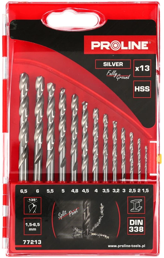Grąžtas Metalo gręžimo rinkinys HSS-G 1,5-6,5 mm 13gb Proline